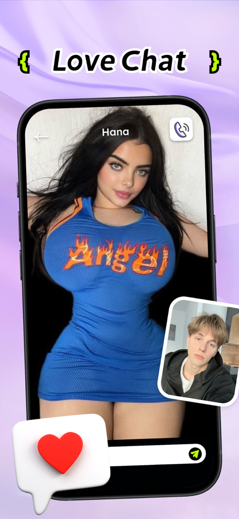 Adult Chat，Make Friends：Lovint - Lovint app interface for love chat featuring a video call between a man and a woman