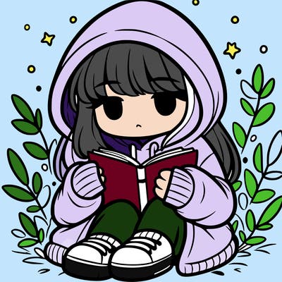 girl in oversized hoodie reading a book