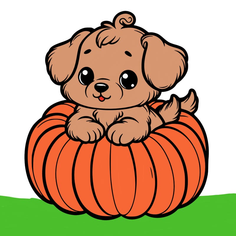 cute little puppy in a pumpkin