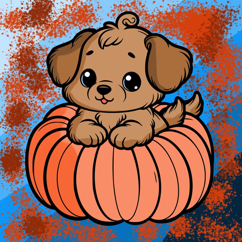 cute little puppy in a pumpkin