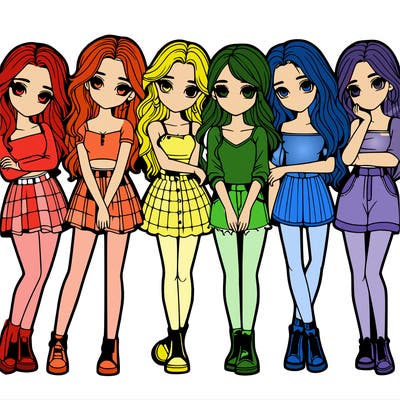 a group of girls realistic