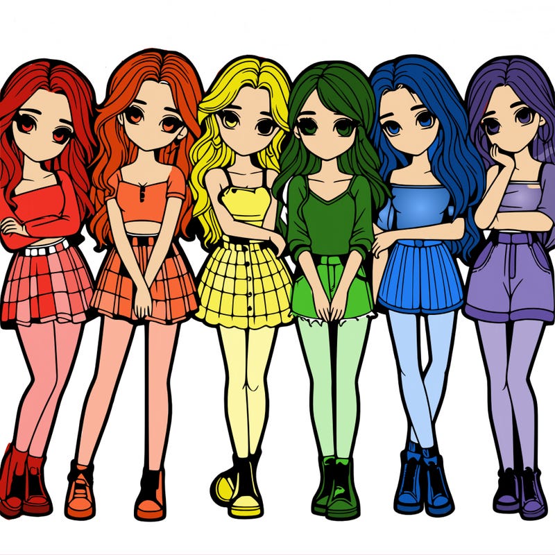 a group of girls realistic