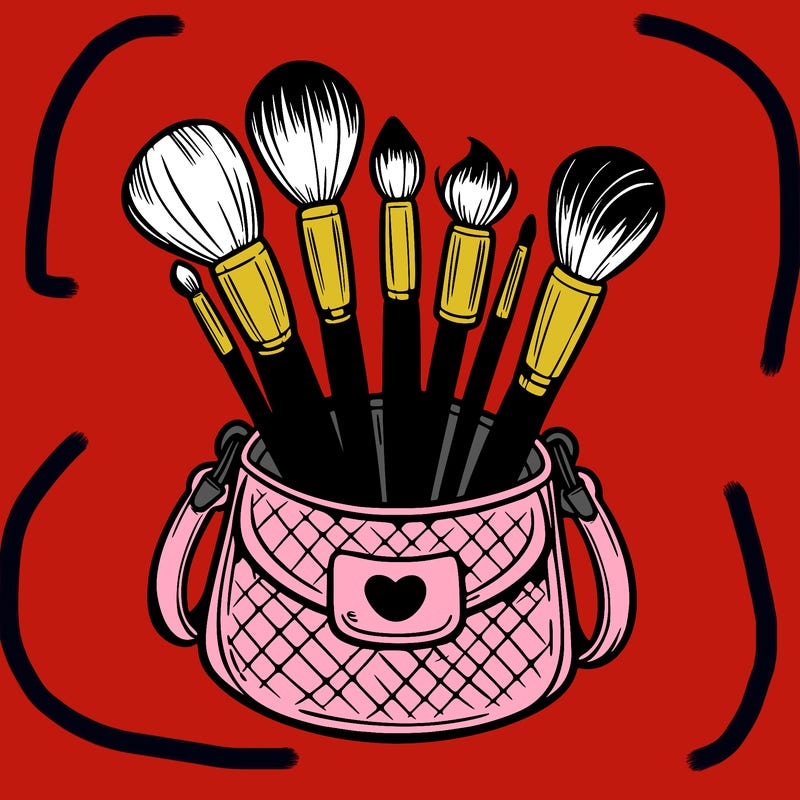 makeup brush set in a purse