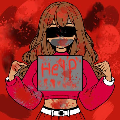 girl holding a blank sign in a long sleeve crop top