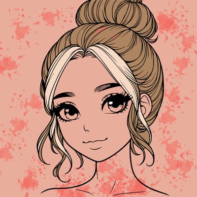 realistic pretty girl with hair in bun