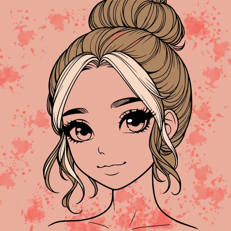 realistic pretty girl with hair in bun