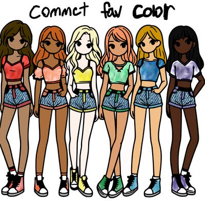 a group of girls wearing crop tops and shorts