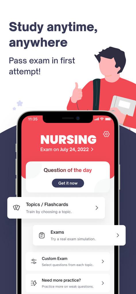NURSING Prep 2025 - Nursing Prep 2025 app home screen showing study features like flashcards and practice exams