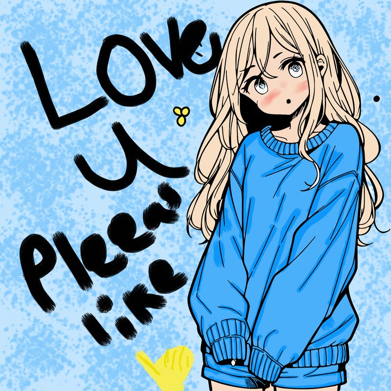 manga teen girl  in a sweater and baggy pants