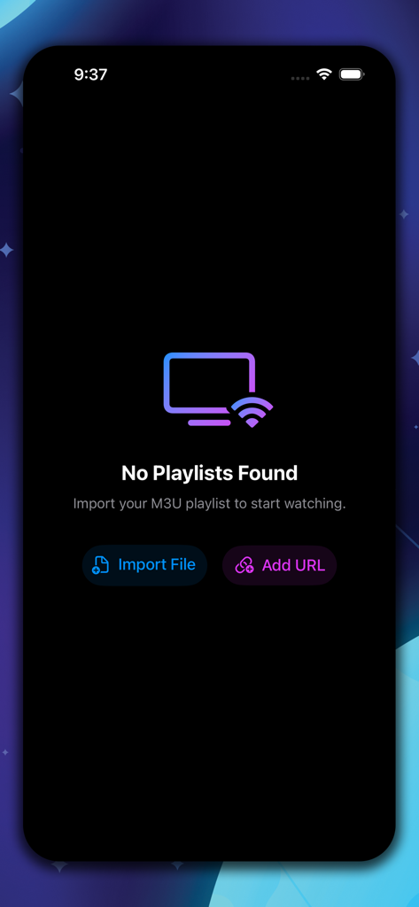 Drama live - دراما لايف - Drama Live app screen showing options to import an M3U playlist file or add a URL