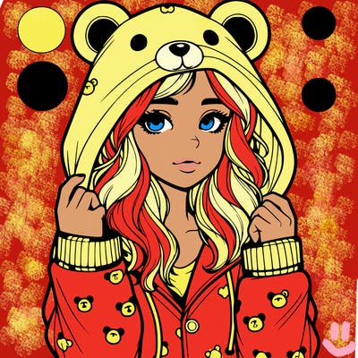 realistic girl in a animal pjs hoodie