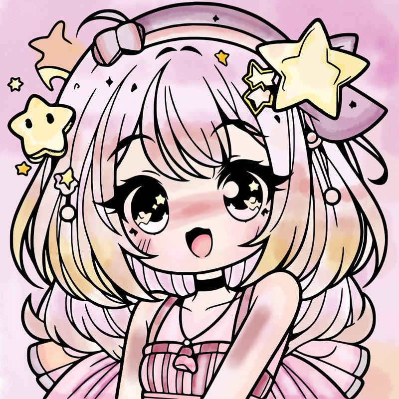 cute anime girl with star accessories