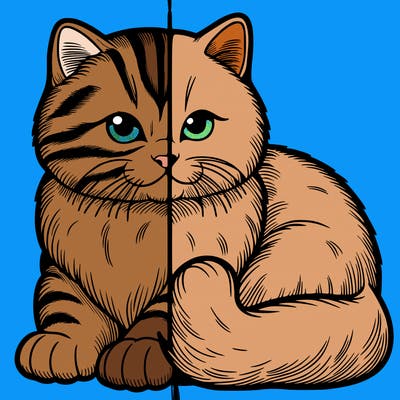 realistic split cat