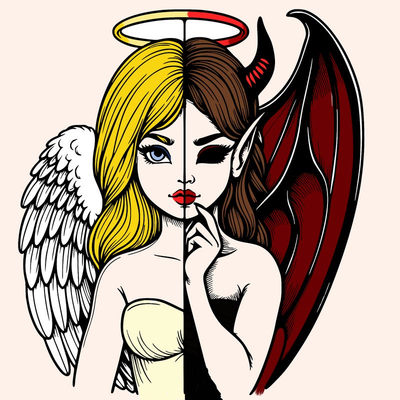 realistic angel half demon