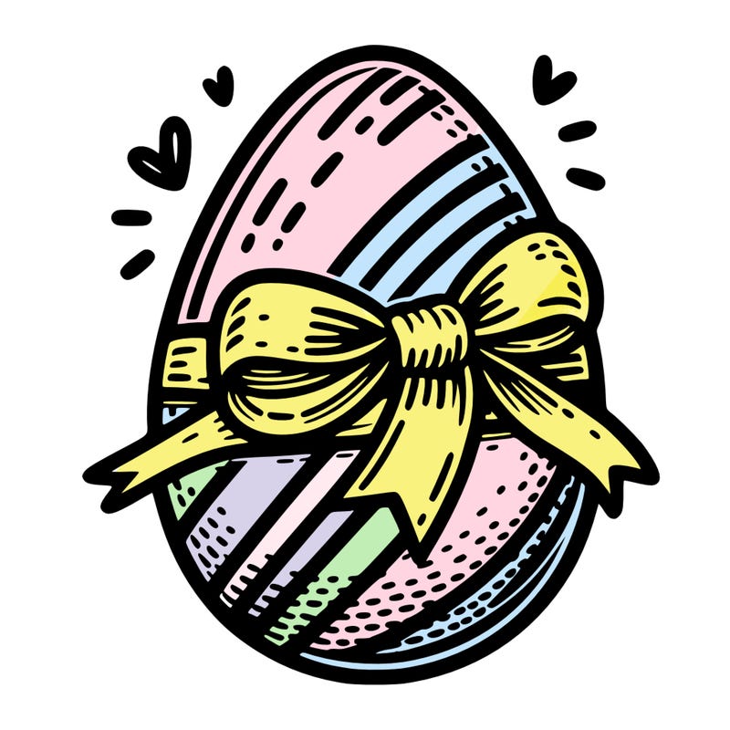 large chocolate egg with ribbon