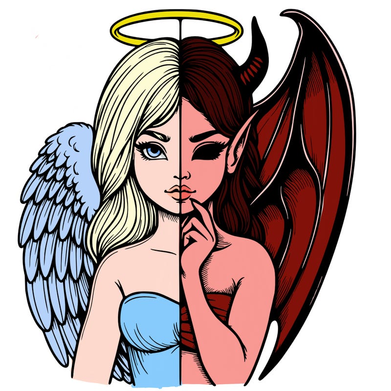 realistic angel half demon