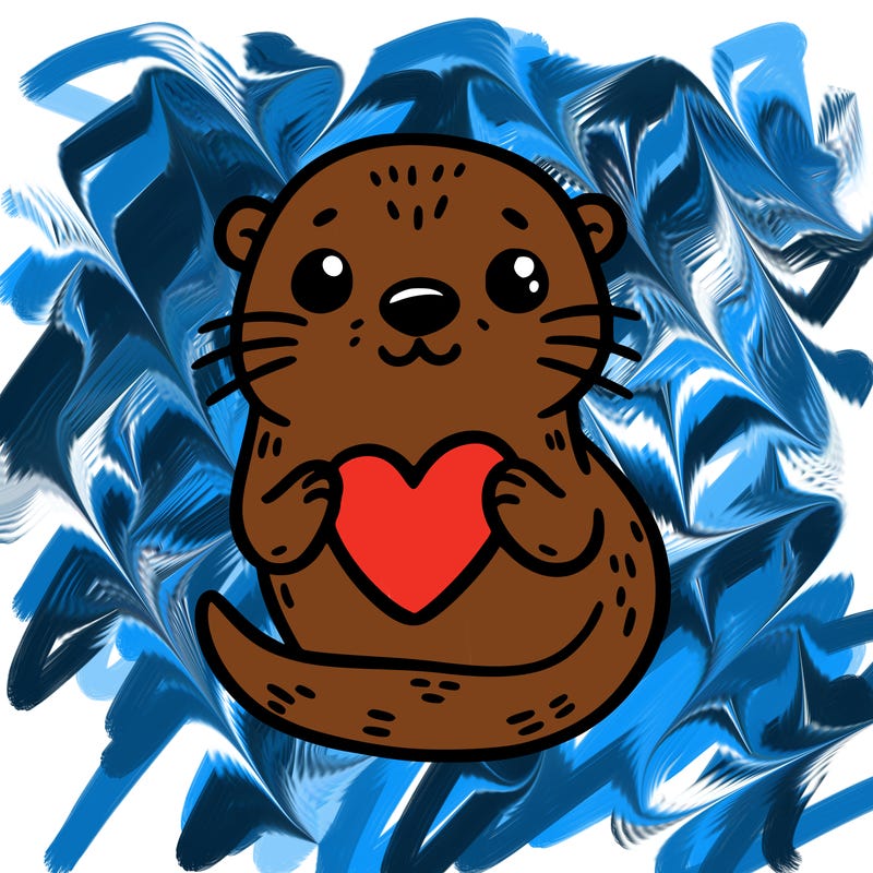 otter with a heart