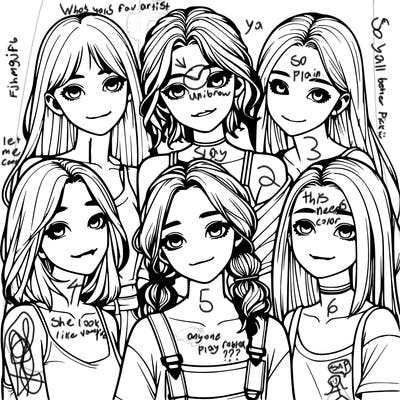 a group of girls realistic