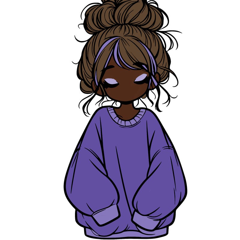 girl with baggy sweatshirt and messy bun