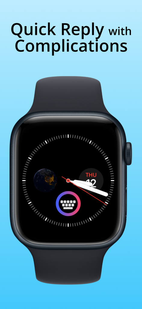 Esfera de reloj de Apple Watch con la complicación del teclado WatchType para acceso rápido