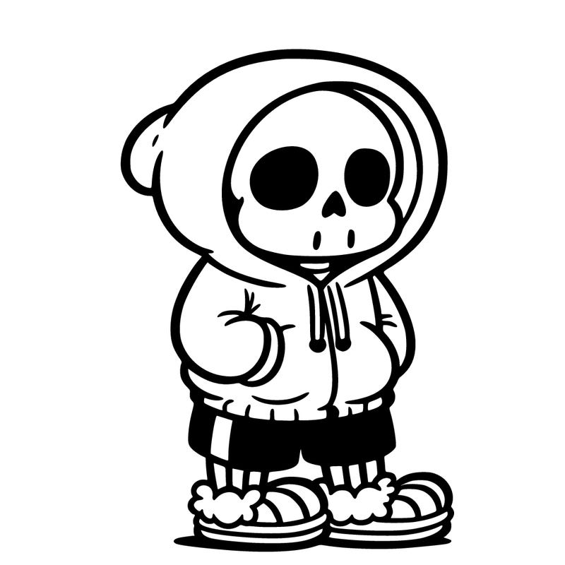 sans the skeleton wearing a hoodie and slippers