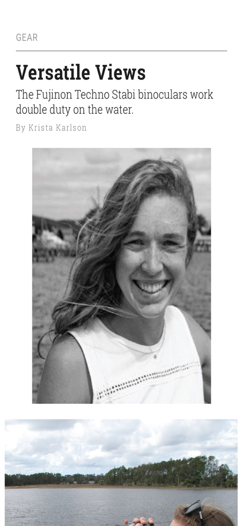 Um artigo de revista digital intitulado Versatile Views com uma análise de binóculos marinhos para entusiastas da navegação