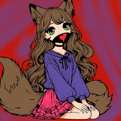realistic girl with fox ears and tail