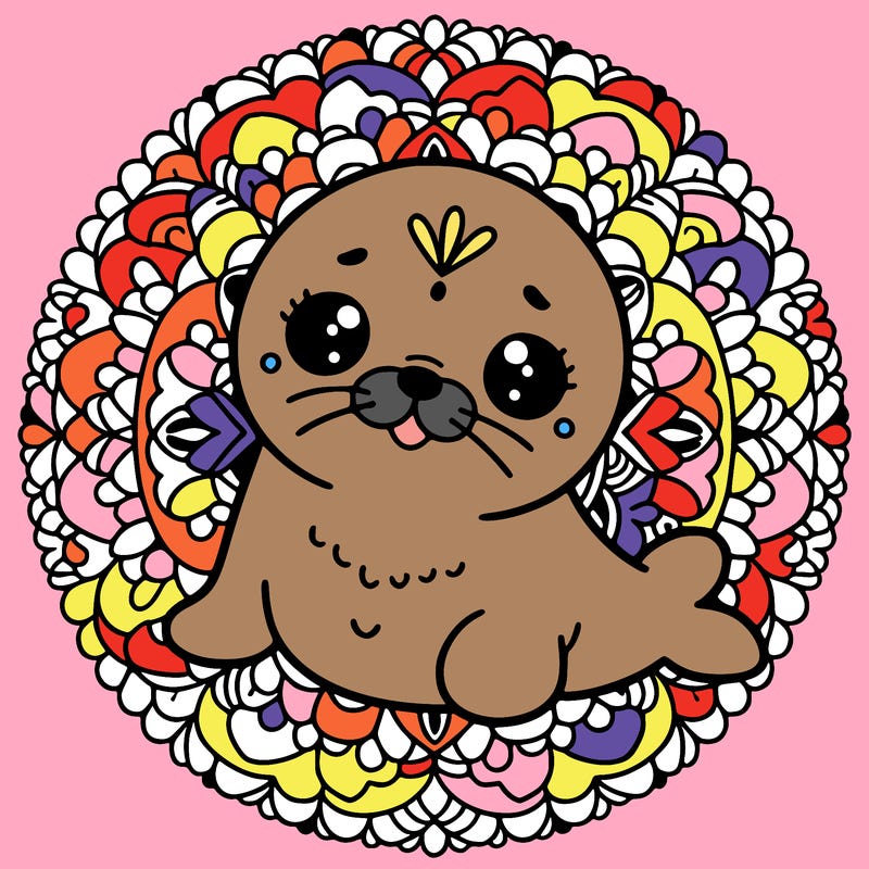 a cute baby seal mandala