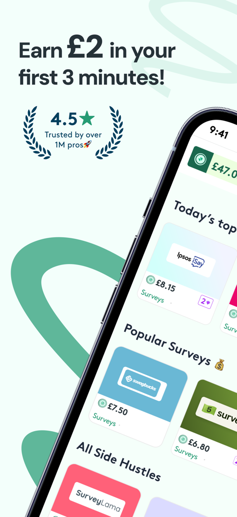 Earn Money & Rewards: Prograd - Prograd app interface showing various survey and side hustle options to earn rewards