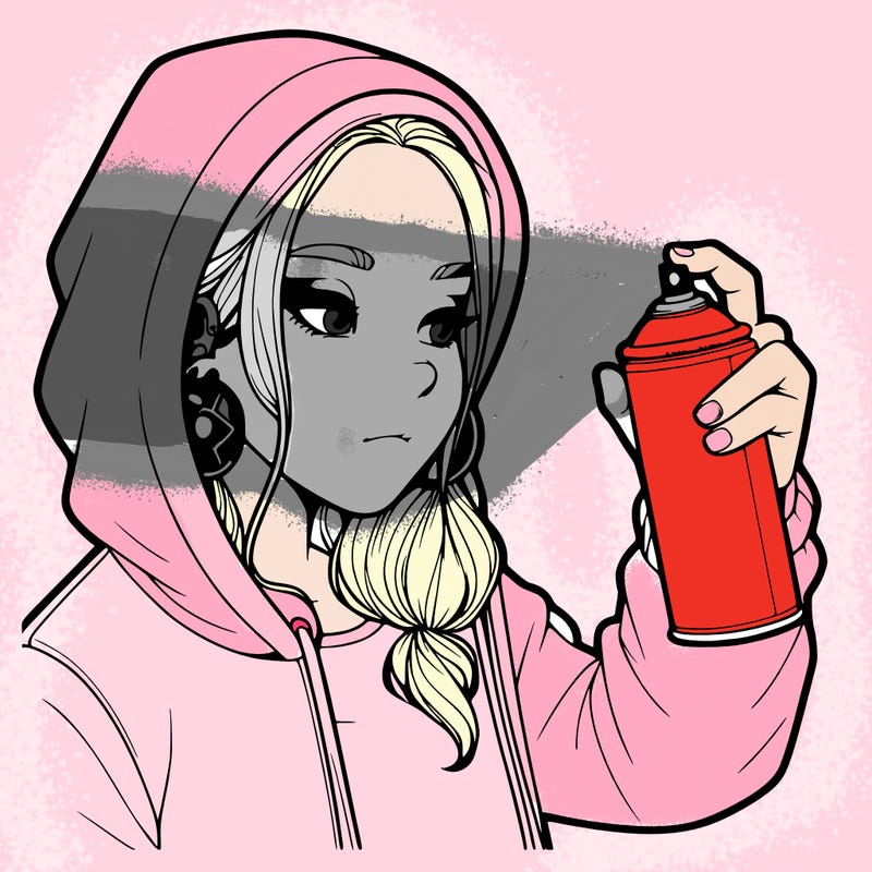 a realistic girl, spray painting