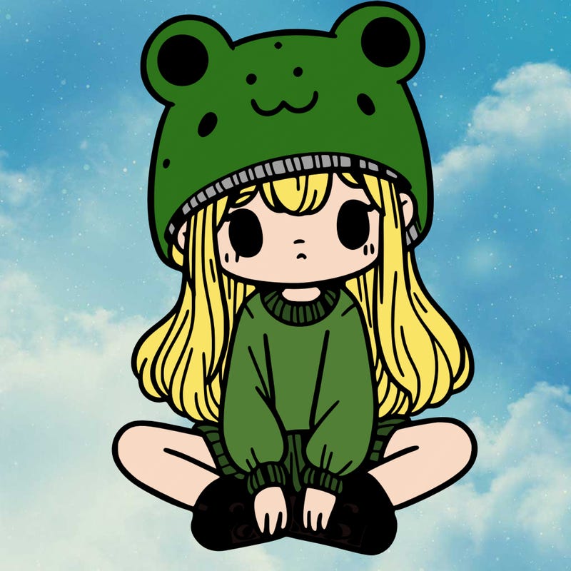 a girl wearing a frog hat and some frog socks