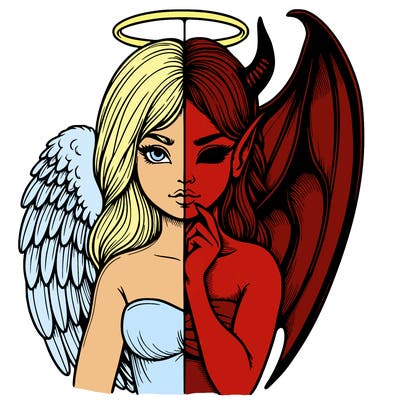 realistic angel half demon