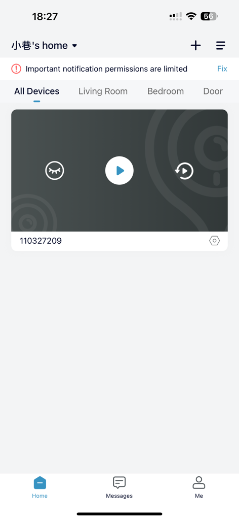 Cococam - Cococam mobile app home screen showing a list of connected security cameras and a real-time video monitoring feed