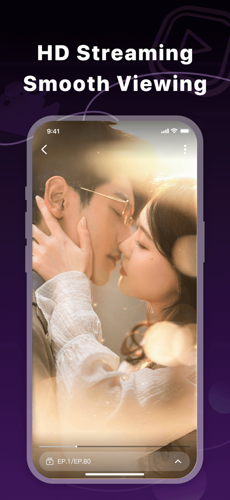 DramaTime app interface showing a high-definition romantic scene from a vertical micro-drama