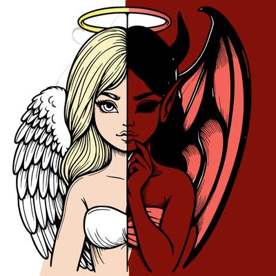 realistic angel half demon