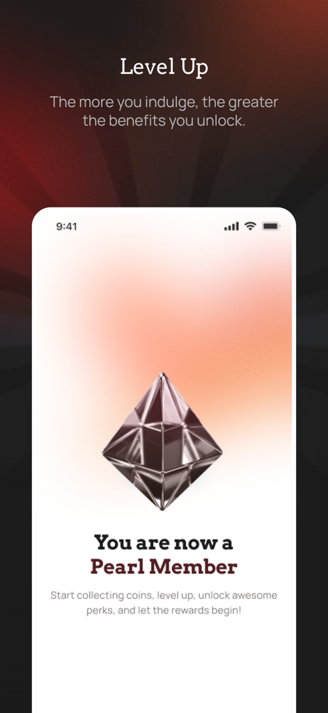 Arka Rewards - Arka Rewards mobile app interface showing a Pearl Member loyalty level achievement