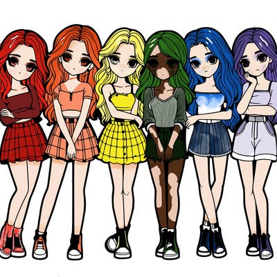 a group of girls realistic