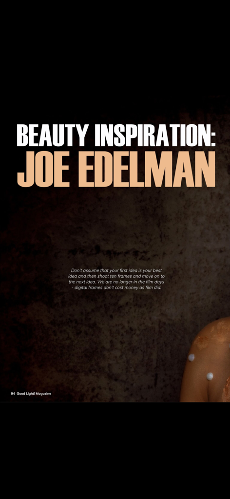 Ispirazione di bellezza di Joe Edelman in Good Light! Magazine.