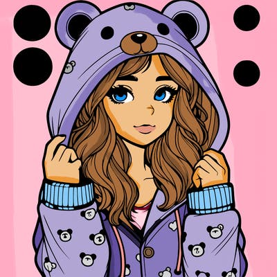 realistic girl in a animal pjs hoodie