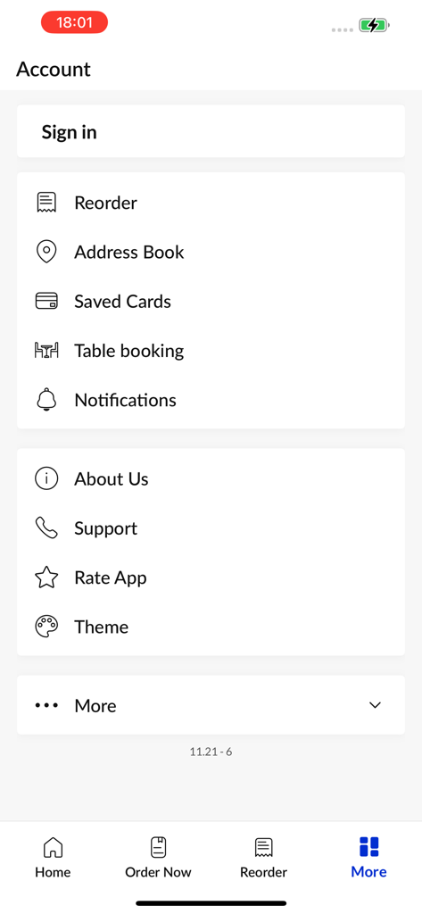 Kelvedon Spice - Kelvedon Spice mobile app account settings page showing user profile options and menu links