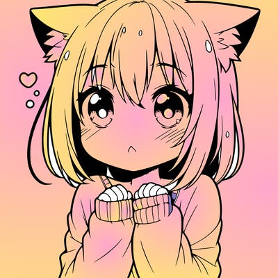 shy anime catgirl