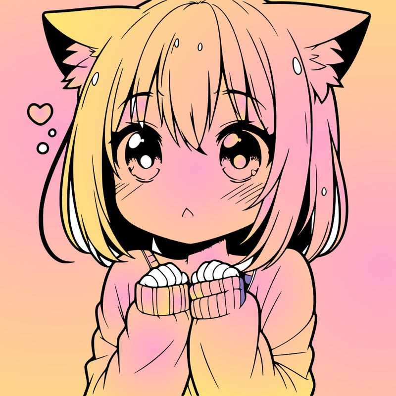 shy anime catgirl