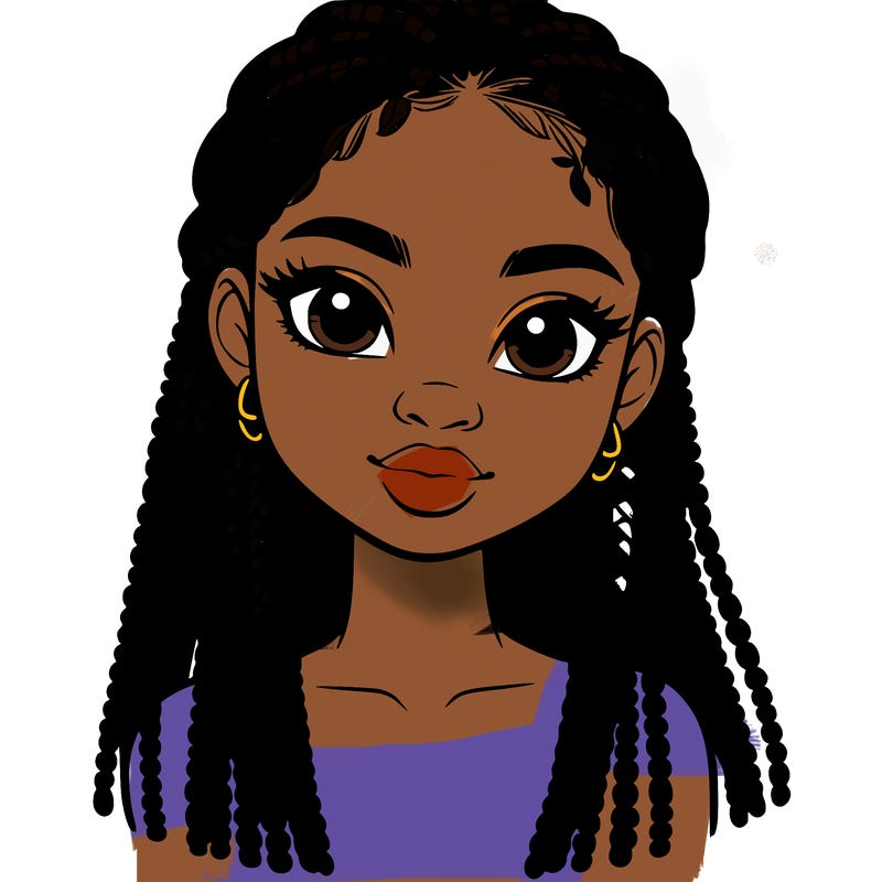 a realistic black girl with braids