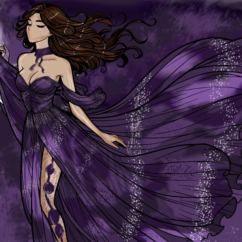 realistic woman in dress flowing the the wind