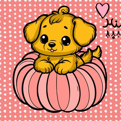 cute little puppy in a pumpkin