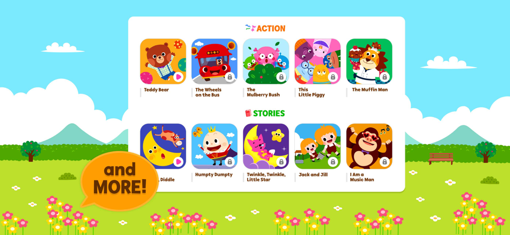Pinkfong Mother Goose - Selection menu of action and story nursery rhyme songs for kids