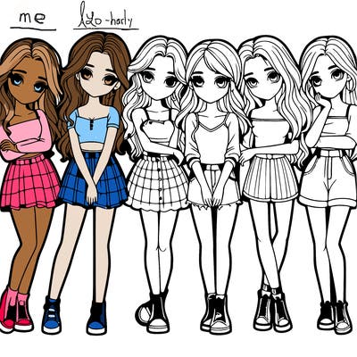 a group of girls realistic