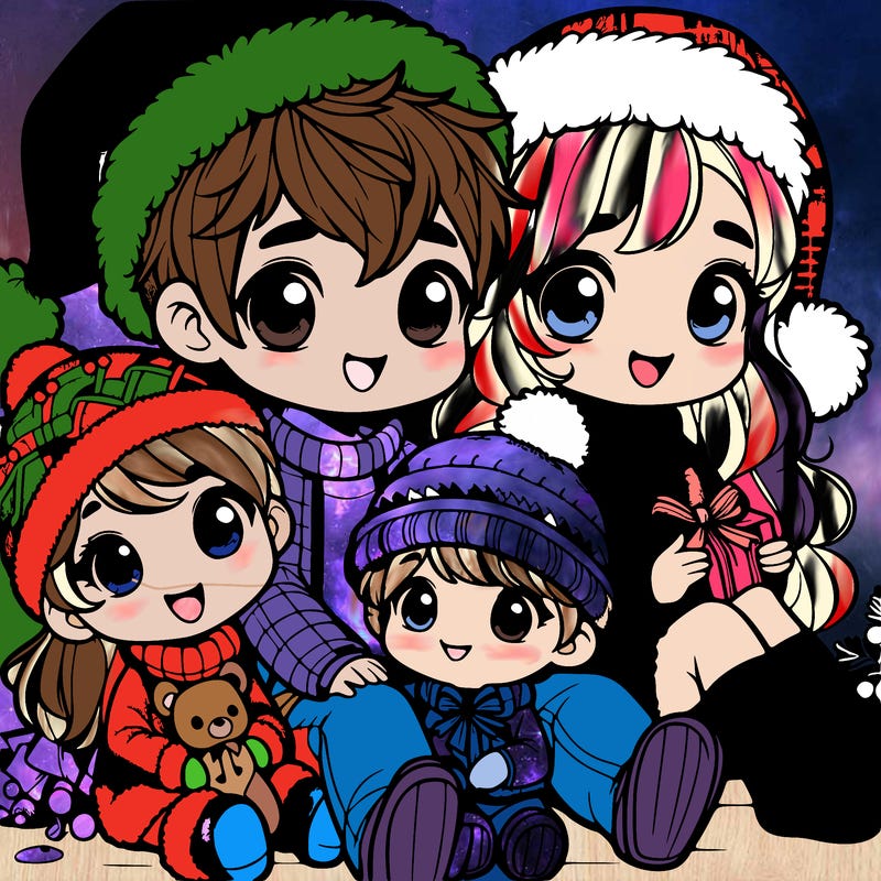 a cute family on christmas very realistic