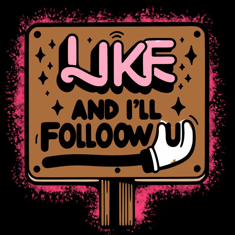 sighn that sais like and ill follow u