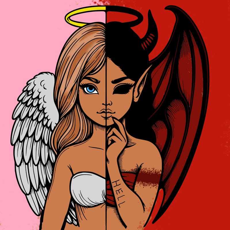 realistic angel half demon